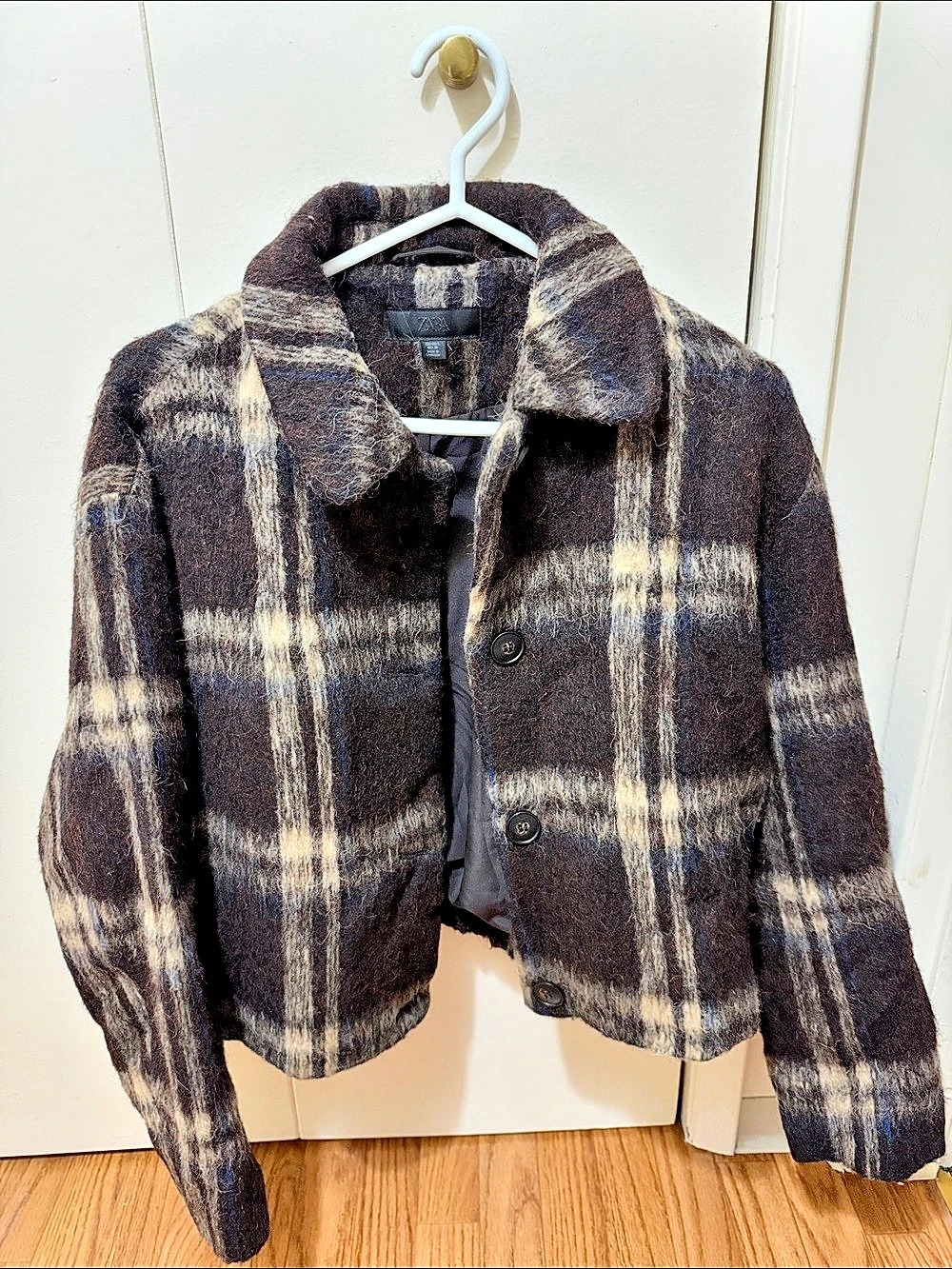Zara Plaid Jacket in Brown & Beige